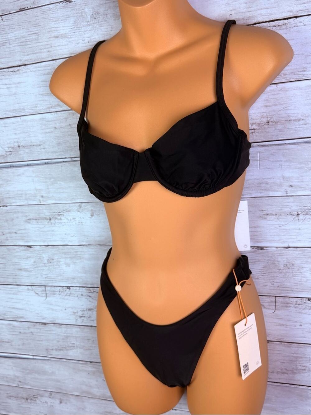 Quince High Hut Black Bikini Size Small